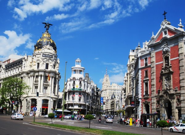 Madrid Calle de Alcala Ecke Gran Via